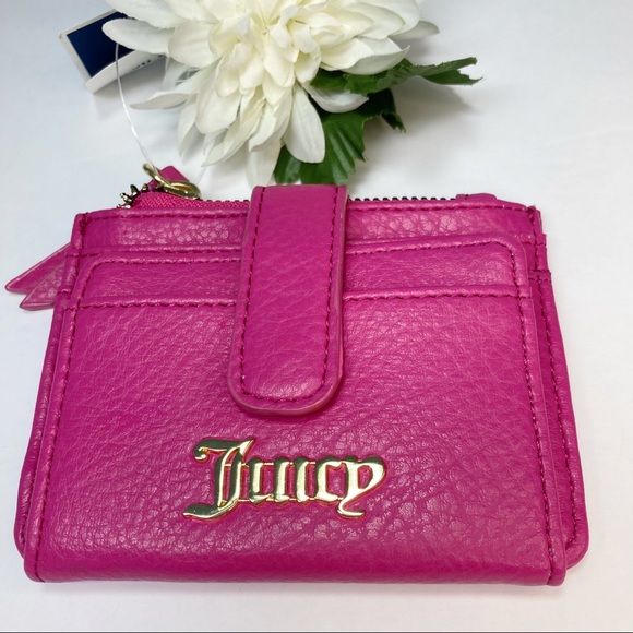 Juicy Couture Handbags - Juicy Couture Pleats Please Fuchsia Gold Tab Card Case Wallet NEW!